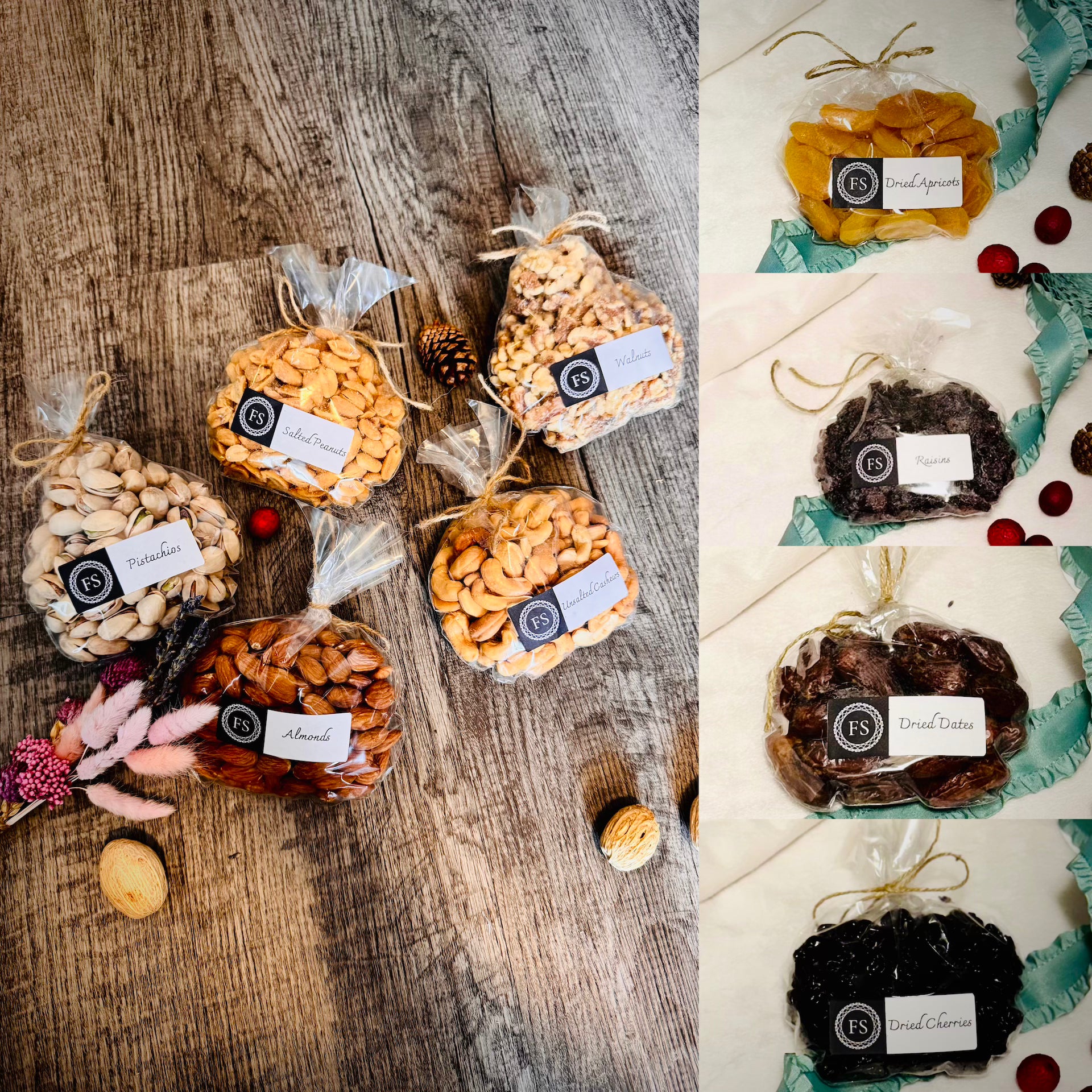 Gift Set Of Nuts, Dried Fruits And Honey In A White Box (NUT131) - Flora Sense